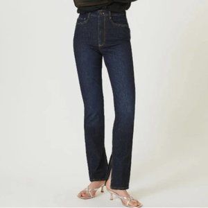 NWT Anthropologie THE SPLIT STRAIGHT JEANS in Denim Dark Size 26